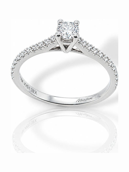Mentzos Single Stone Ring in 18K White Gold with Diamond