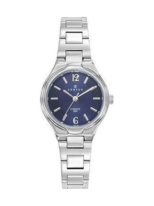 Damenuhr 28 mm mit Batterie und silbernem Metallarmband