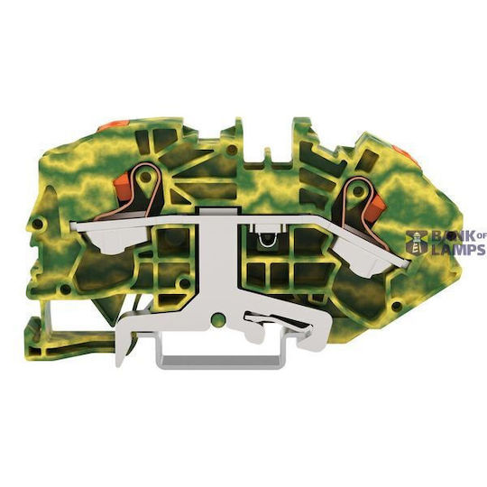 2-conductor Ground Terminal Block; Push-button; 16 Mm²; Side Center Marking; Din-rail 35 X 15 35 X 7.5; Push-in Cage Clamp; 16,00 Mm²; Green-yellow