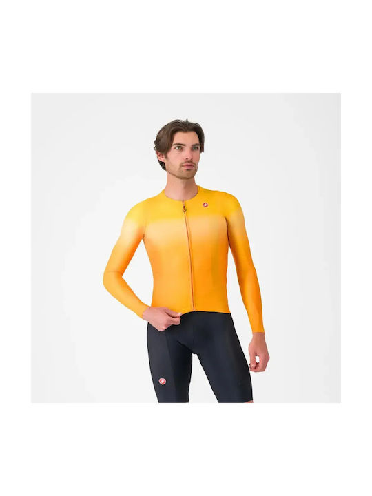 Castelli Men's Long-Sleeve Orange Cycling Jersey