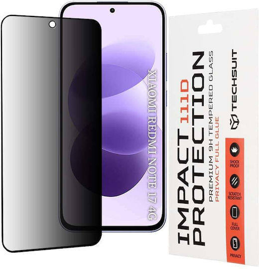 Techsuit 111d Privacy Full Glue Защитно Фолио за Екран Xiaomi Redmi Note 17 4g Redmi Note 17 5g Черно
