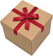 XMASfest Paper Christmas Gift Box Beige 27x27x27 cm with a Red Bow Tie