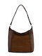 Damen Schulter- / Crossbody-Tasche aus braunem Wildleder