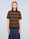 Elsa Women's Striped Multicolour Short Sleeve Polo Blouse
