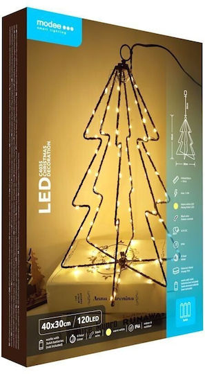 Illuminated Christmas Decorative Metal Tree 40cm Outdoor Battery-Powered White