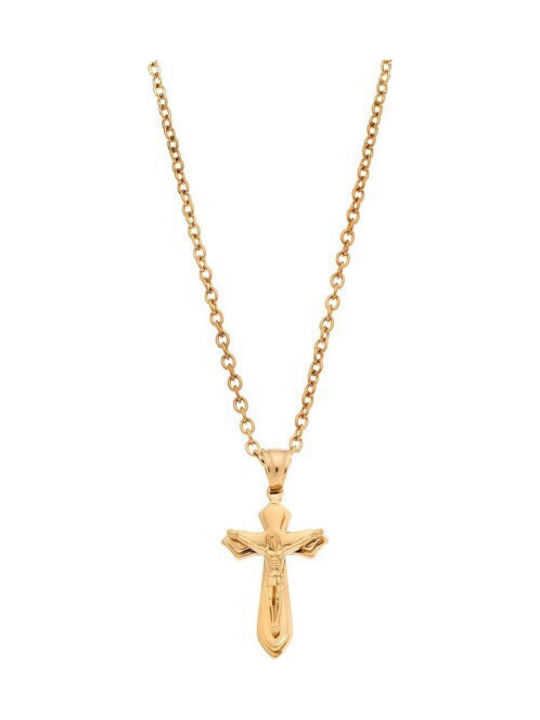 Senza Men's Cross with Crucifix in Gold-Plated ...