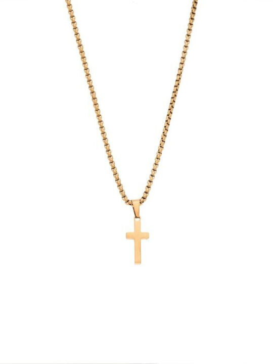 Senza Men’s Cross in Gold-Plated Steel Without Chain