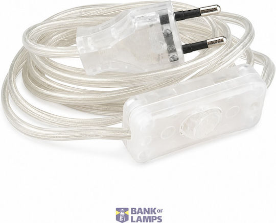 Плосък Кабел 3m 2×0.75mm² 2.5a 250v Ip20 Прекъсвач Европейски Щепсел Прозрачен