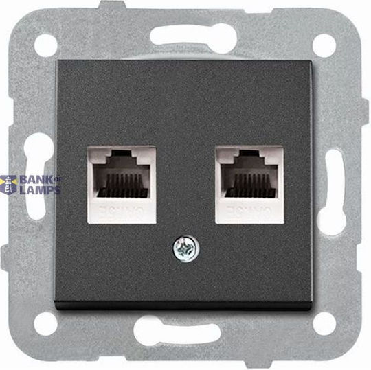 Novella-trenda Black Two Gang Data Socket 2xcat6