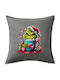Giggling Grinchy Galore Grey 100% Cotton Sofa Pillow with Filling 50x50cm