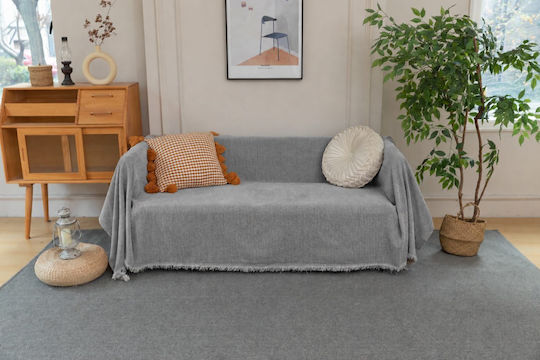 Mc Decor Herr Zweisitzer-Sofaüberwurf Chenille 180x240 cm Grau