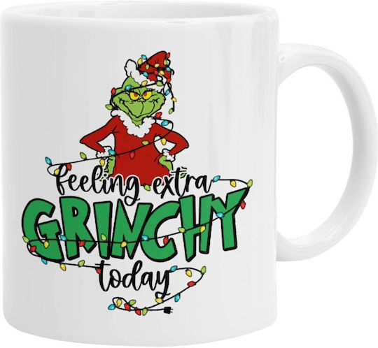 Koupakoupa Grinch Feeling Extra Grinchy Today Weihnachtlicher Keramikbecher Weiß 330 ml