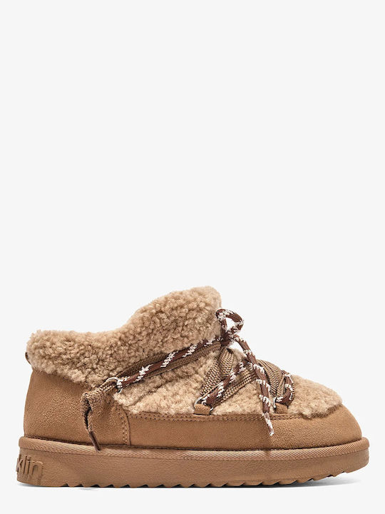 Nordic Damen-Stiefeletten mit Fell Camel