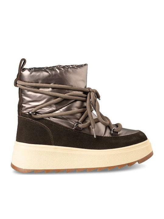 Damen-Stiefeletten mit Plateau Braun