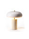 Koopman Metal Table Lamp for E14 Socket with White Shade and Beige Base