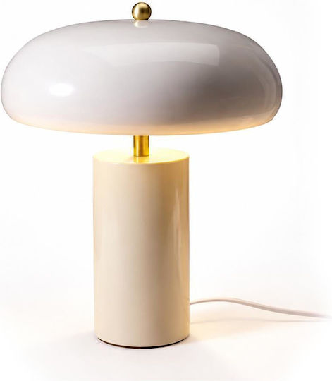Koopman Metal Table Lamp for E14 Socket with White Shade and Beige Base