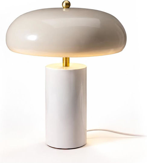 Koopman Metal Table Lamp for E14 Socket with Beige Shade and White Base