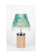 Oxygen Gold Signs Wooden Table Lamp for E27 Bulb with Green Shade and Gold Base
