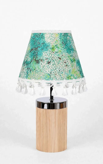 Oxygen Gold Signs Wooden Table Lamp for E27 Bulb with Green Shade and Gold Base