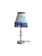 Oxygen Korean Birds Table Lamp for E27 Socket with Blue Shade and Silver Base