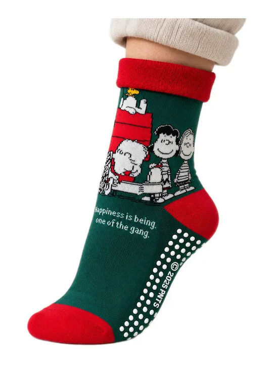 Admas Γυναικείες Κάλτσες Aντιολισθητικές Peanuts Snoopy Πράσινο