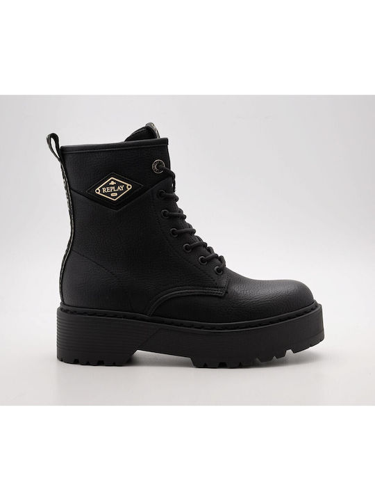 Replay Luisa Flame Biker-Stiefeletten Schwarz