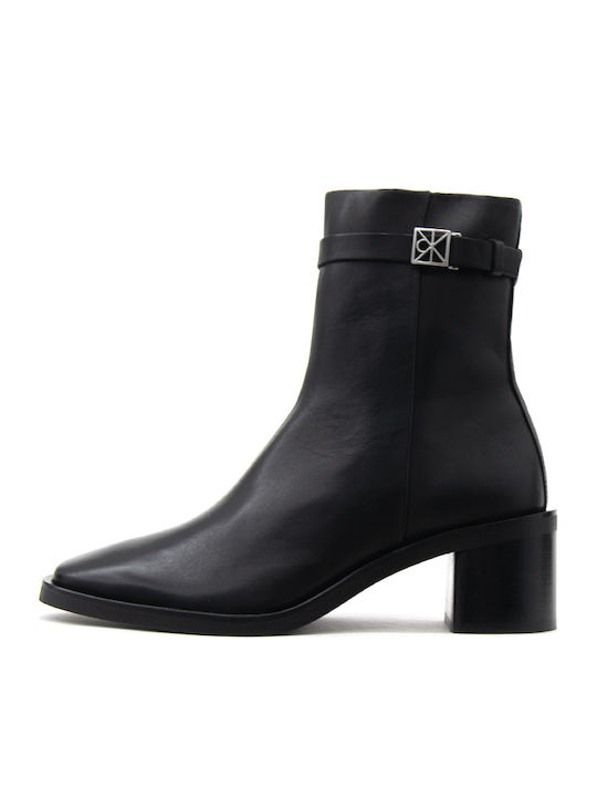 Calvin Klein Damen Leder-Stiefeletten in Schwarz