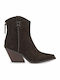 Women's Cowboy Ankle Boots with High Heel Brown Suede