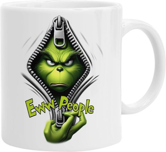 Koupakoupa Grinch Weihnachtlicher Keramikbecher Weiß 330 ml