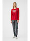 Minerva Winter Women's Cotton Pyjama Set Red Chili