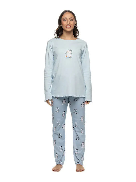 Galaxy Winterliches Damen-Pyjama-Set Babyblau