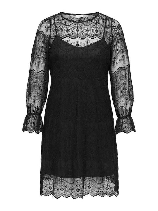Carzenna Midi Dress for Wedding / Christening with Lace Black