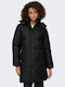 Agnes Μακρύ Γυναικείο Puffer Μπουφάν για Χειμώνα Black