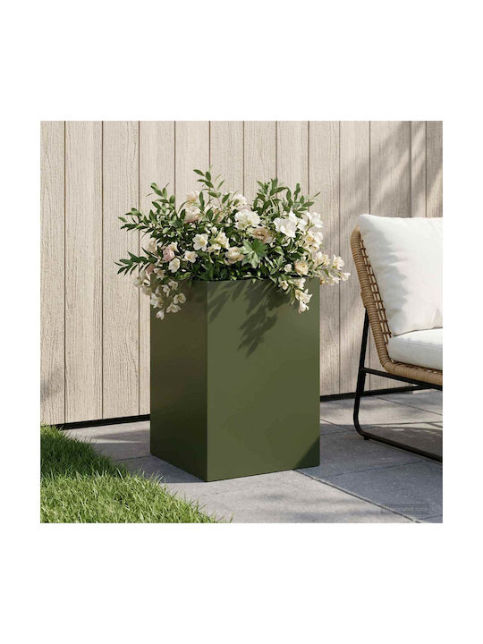 vidaXL Κήπου Γλάστρα Μεταλλική Λαδί 40x40x60εκ.