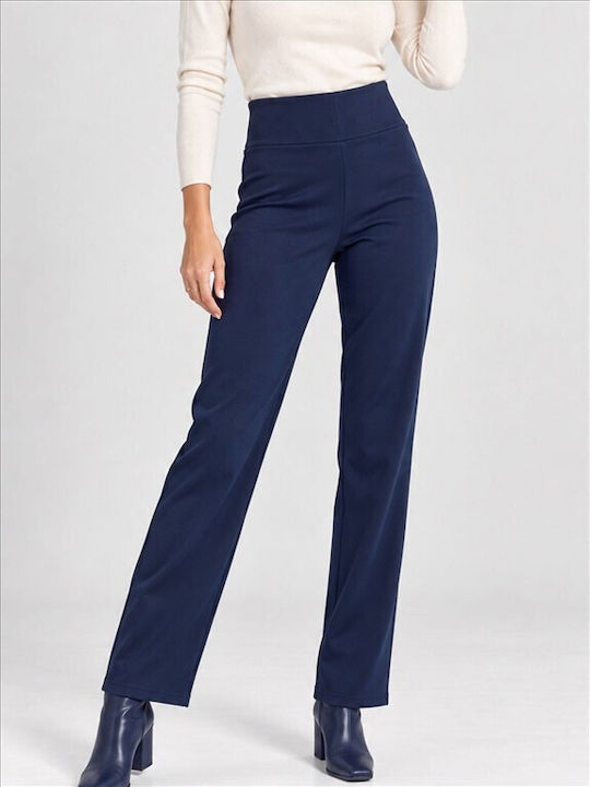 Pantaloni Dama din Țesătură Albaștri T26200-Albastru