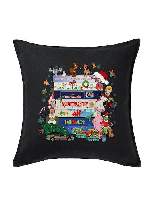 Xmas Classic Movies Black Sofa Pillow 100% Cott...
