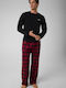 Guess Winterlicher Karierter Herrenpyjama Schwarz