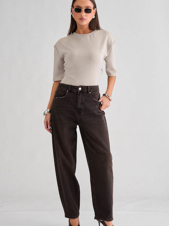 Damen Jeanshose in brauner Ballon-Passform