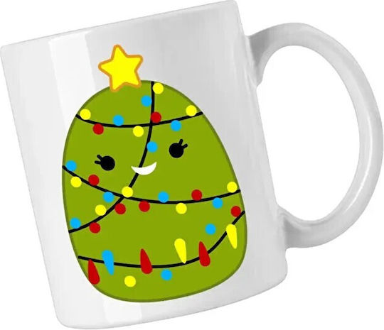 Christmas Ceramic Mug with Christmas Trees 330ml (Personalized)