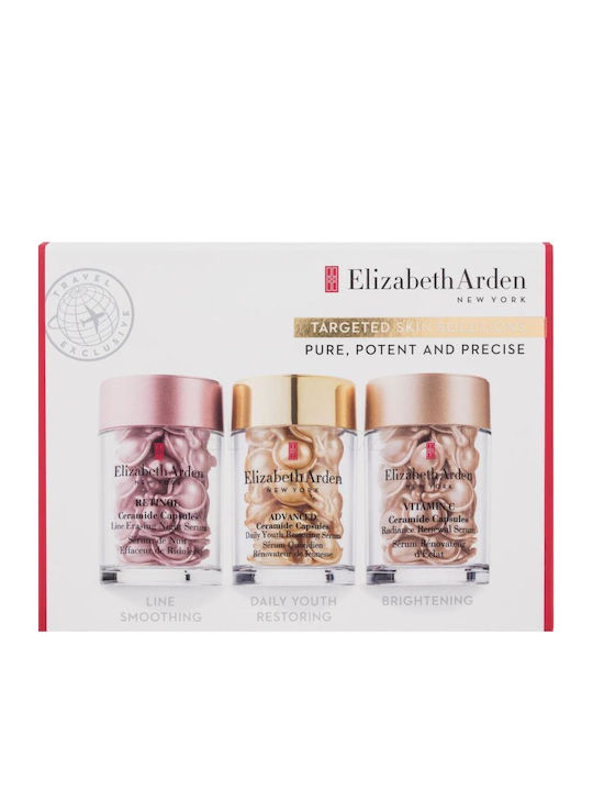 Elizabeth Arden Set de Retinol și Ceramide pentru Reducerea Liniilor Fine și Ridurilor, Capsule cu Ser Zilnic pentru Față și Gât, 30 Buc. + Capsule cu Ser cu Ceramide, Hrănitor și Revitalizant, pentru Dimineață și Seară