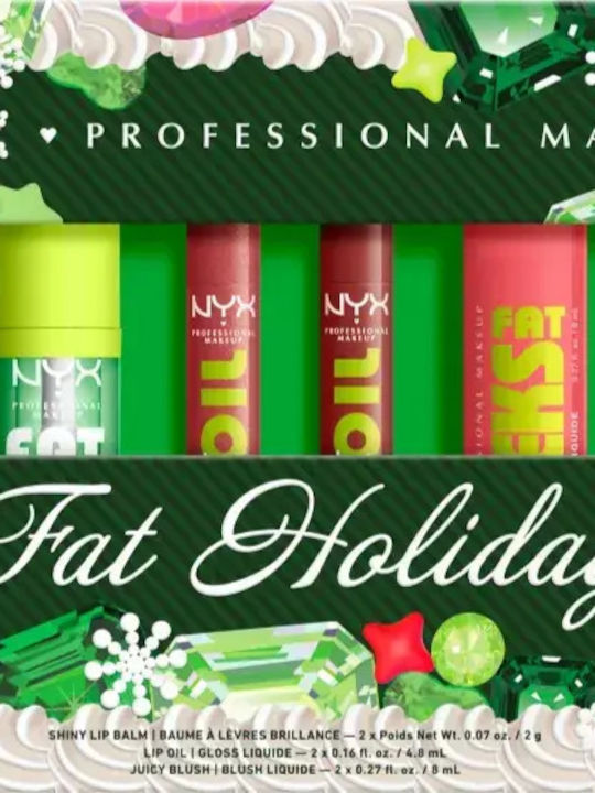 NYX Professional Makeup Set Cadou de Buze Fat Holiday de Crăciun 6 Bucăți NYX Professional Makeup Set Cadou de Buze Fat Holiday de Crăciun 6 Bucăți