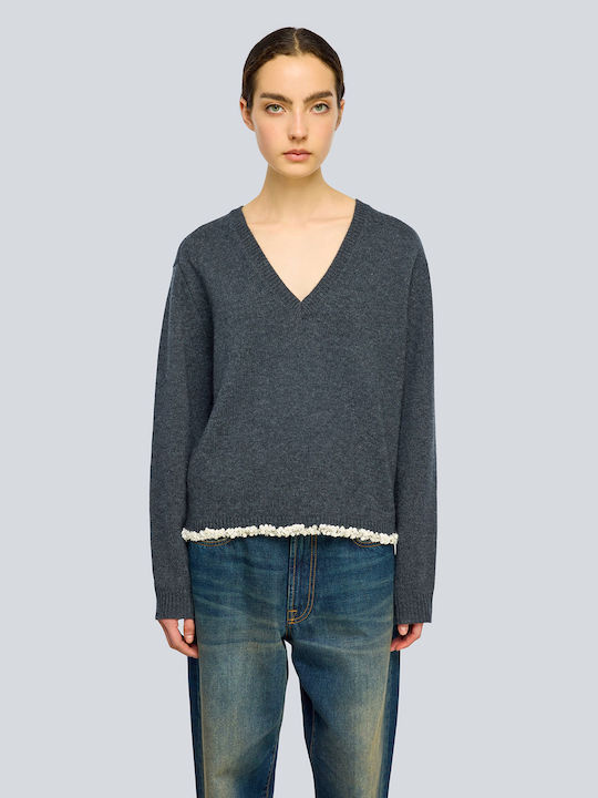 Celia Women's Long-Sleeve Wool Sweater Dark Grey