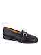 Mocasini de Damă din Piele de Culoare Neagră E-1732-158-negru