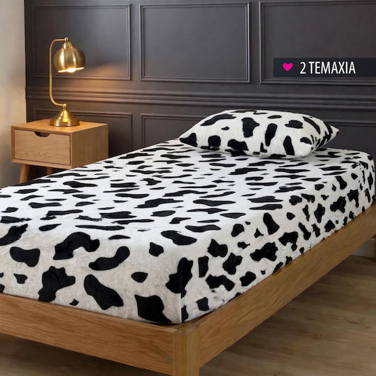 Cosy Life Einzelbett-Flanellbettlaken-Set mit Gummizug und 1 Kissenbezug 100x200+30 cm Dalmatian (2 Stück)