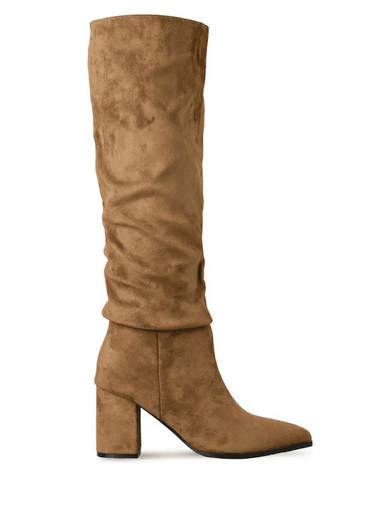 Envie Shoes Suede Γυναικείες Μπότες Καφέ
