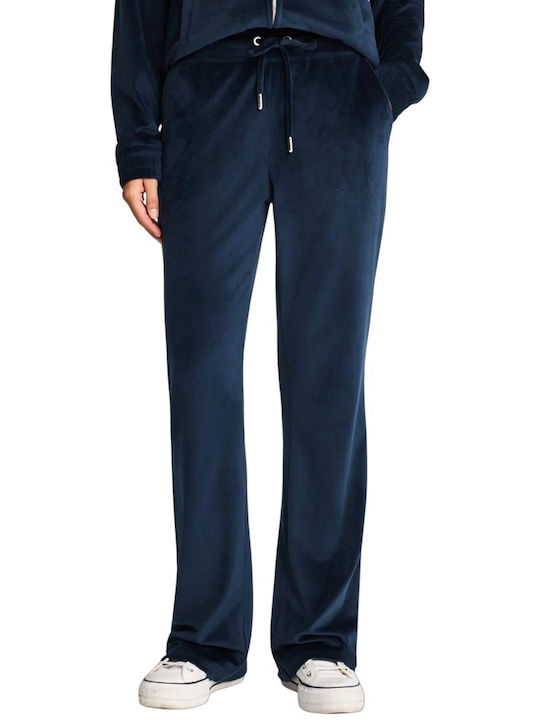 Funky Buddha Παντελόνι Φόρμας Καμπάνα Βελουτέ Navy
