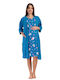 Vienetta Secret Winter Women's Cotton Robe with Nightgown Blue