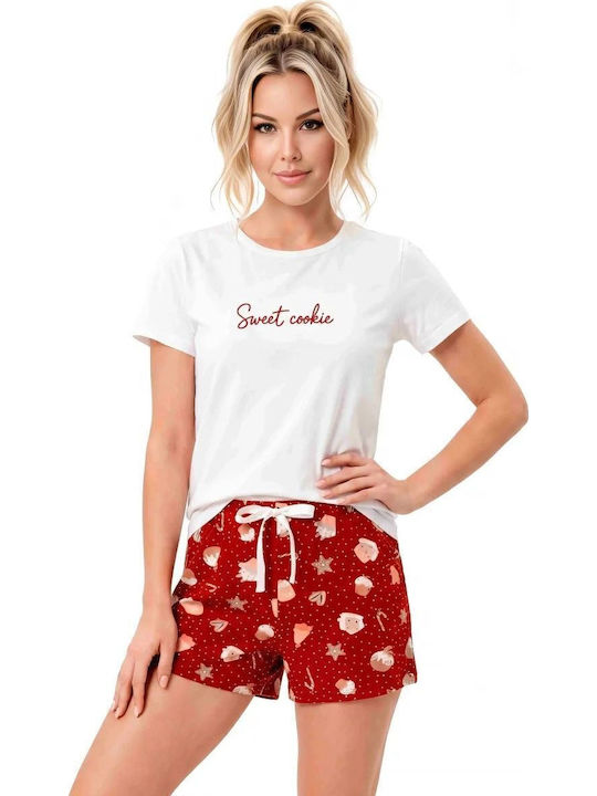 Donna Καλοκαιρινό Γυναικείο Σετ Πιτζάμας Εκρού Cookie Short