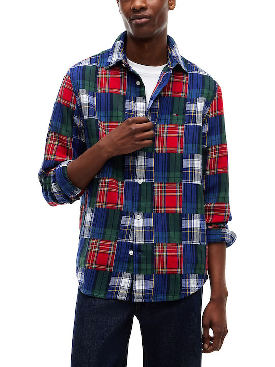Tommy Hilfiger Long Sleeve Denim Shirt in Regular Fit, Red-Blue-Green Check
