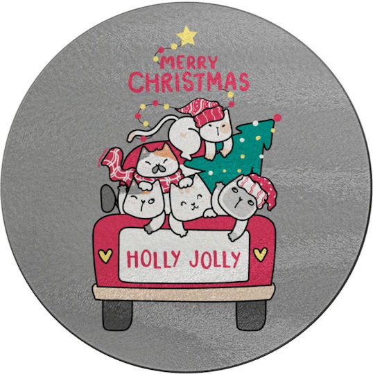 Koupakoupa Merry Christmas Cats In Car Glass Cutting Board 30x30cm